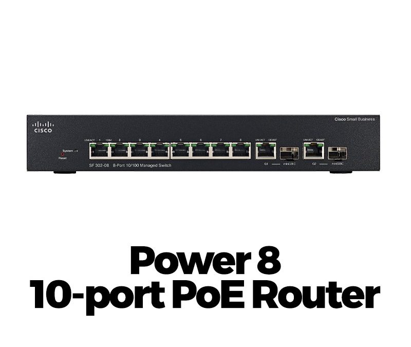 Power 8 – 10 port Cisco Power-Over-Ethernet switch